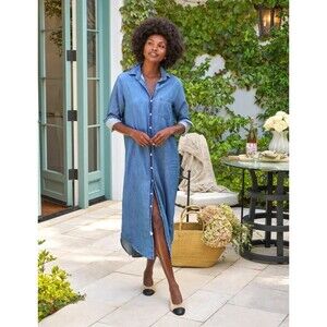 Frank & Eileen Rory Vintage Stonewashed Indigo Famous Denim Dress Small MSRP$399